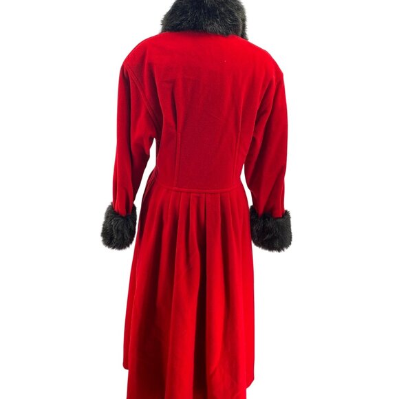 VTG Colette Wolfgang Kaiser red wool blend coat Size 6 Medium jacket long faux f - Picture 7 of 16